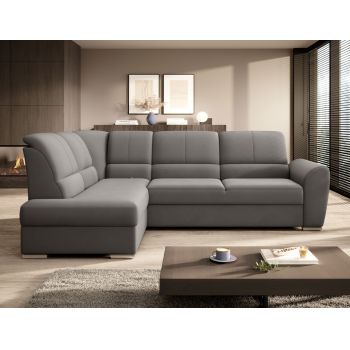 Coltar extensibil stanga 3 locuri ELTAP, LT-04LO, Siber, 270x186x93 cm, lemn/poliester, gri