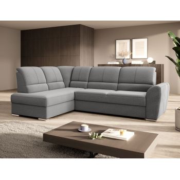 Coltar extensibil stanga 3 locuri ELTAP, LT-05GO, Siber, 270x186x93 cm, lemn/poliester, gri