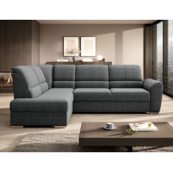 Coltar extensibil stanga 3 locuri ELTAP, LT-05VER, Siber, 270x186x93 cm, lemn/poliester, gri