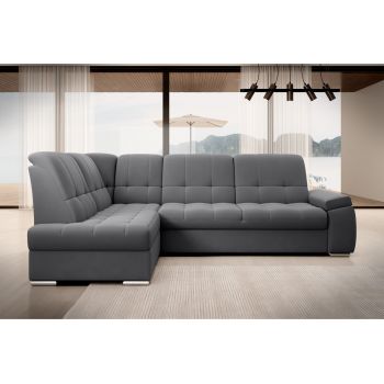 Coltar extensibil stanga 3 locuri ELTAP, LT-06SO, Sado, 272x192x95 cm, lemn/poliester, gri inchis