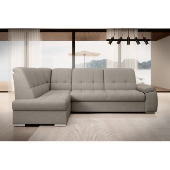 Coltar extensibil stanga 3 locuri ELTAP, LT-07PO, Sado, 272x192x95 cm, lemn/poliester, gri