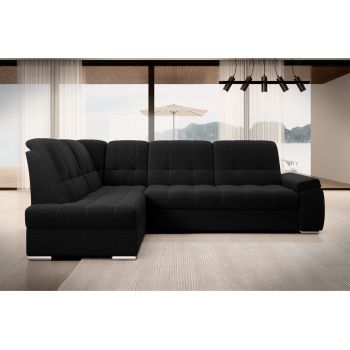 Coltar extensibil stanga 3 locuri ELTAP, LT-10FL, Sado, 272x192x95 cm, lemn/poliester, negru