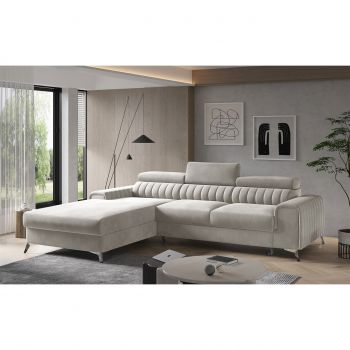 Coltar extensibil stanga 3 locuri ELTAP, LT-18SO, Grayson, 278x205x92 cm, lemn/poliester, bej deschis