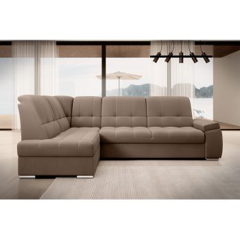 Coltar extensibil stanga 3 locuri ELTAP, LT-20NU, Sado, 272x192x95 cm, lemn/poliester, maro deschis