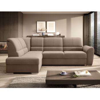 Coltar extensibil stanga 3 locuri ELTAP, LT-20NU, Siber, 270x186x93 cm, lemn/poliester, maro deschis