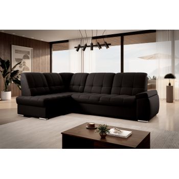 Coltar extensibil stanga 3 locuri ELTAP, LT-22FL, Sado, 272x192x95 cm, lemn/poliester, maro inchis