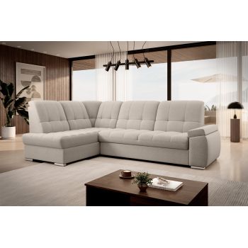 Coltar extensibil stanga 3 locuri ELTAP, LT-22IN, Sado, 272x192x95 cm, lemn/poliester, bej deschis