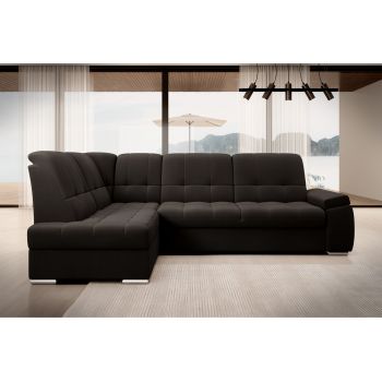Coltar extensibil stanga 3 locuri ELTAP, LT-22NU, Sado, 272x192x95 cm, lemn/poliester, maro inchis