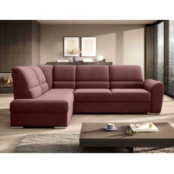 Coltar extensibil stanga 3 locuri ELTAP, LT-24LU, Siber, 270x186x93 cm, lemn/poliester, roz inchis