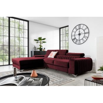 Coltar extensibil stanga 3 locuri ELTAP, LT-25VE, Grayson, 278x205x92 cm, lemn/poliester, rosu inchis