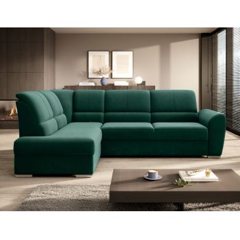 Coltar extensibil stanga 3 locuri ELTAP, LT-35LU, Siber, 270x186x93 cm, lemn/poliester, verde inchis