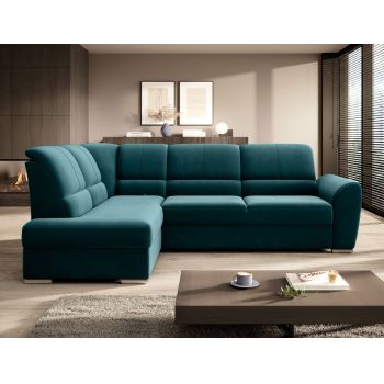 Coltar extensibil stanga 3 locuri ELTAP, LT-39LU, Siber, 270x186x93 cm, lemn/poliester, verde