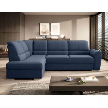 Coltar extensibil stanga 3 locuri ELTAP, LT-40GO, Siber, 270x186x93 cm, lemn/poliester, albastru inchis