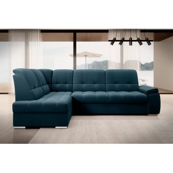 Coltar extensibil stanga 3 locuri ELTAP, LT-40NU, Sado, 272x192x95 cm, lemn/poliester, albastru inchis