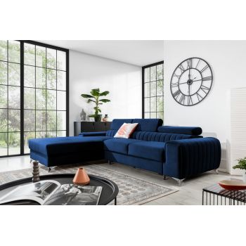 Coltar extensibil stanga 3 locuri ELTAP, LT-40VE, Grayson, 278x205x92 cm, lemn/poliester, albastru inchis