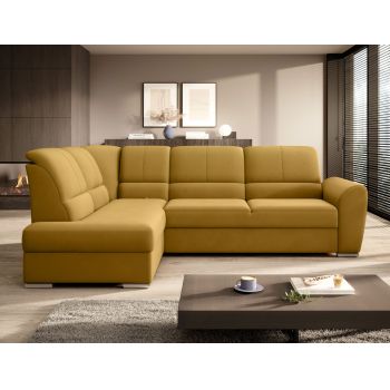 Coltar extensibil stanga 3 locuri ELTAP, LT-45LO, Siber, 270x186x93 cm, lemn/poliester, galben