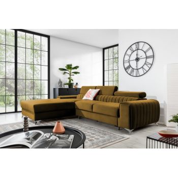 Coltar extensibil stanga 3 locuri ELTAP, LT-45NU, Grayson, 278x205x92 cm, lemn/poliester, mustar