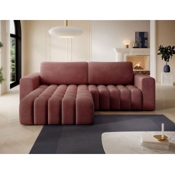 Coltar extensibil stanga 4 locuri ELTAP, Bon-13, Bonett, 250x175x92 cm, lemn/poliester, roz inchis