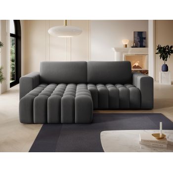 Coltar extensibil stanga 4 locuri ELTAP, Bon-19, Bonett, 250x175x92 cm, lemn/poliester, gri inchis