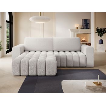 Coltar extensibil stanga 4 locuri ELTAP, Bon-223, Bonett, 250x175x92 cm, lemn/poliester, alb murdar