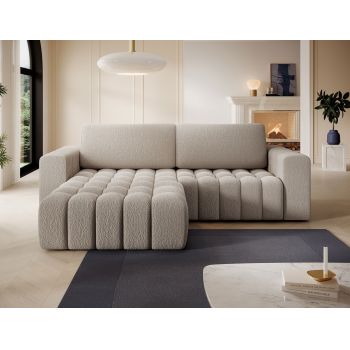 Coltar extensibil stanga 4 locuri ELTAP, Bon-225, Bonett, 250x175x92 cm, lemn/poliester, bej inchis