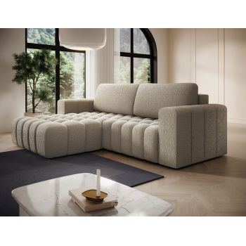 Coltar extensibil stanga 4 locuri ELTAP, Bon-227, Bonett, 250x175x92 cm, lemn/poliester, bej inchis