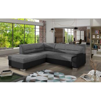 Coltar extensibil stanga 4 locuri ELTAP, BR11, Bergen, 247x214x83 cm, lemn/poliester, gri inchis/negru