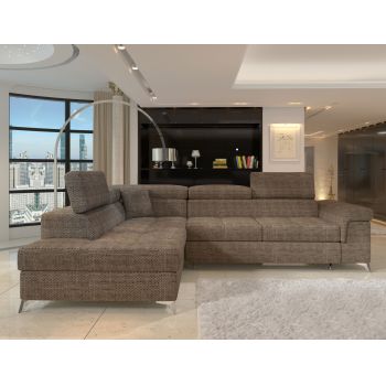 Coltar extensibil stanga 4 locuri ELTAP, ERI-30, Eridano, 275x202x88 cm, lemn/poliester, bej inchis