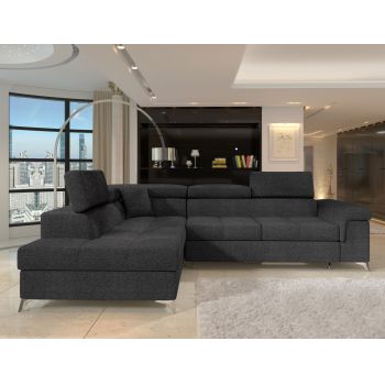 Coltar extensibil stanga 4 locuri ELTAP, ERI-31, Eridano, 275x202x88 cm, lemn/poliester, gri antracit