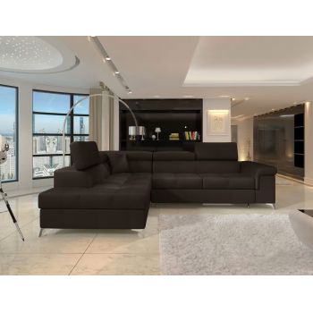 Coltar extensibil stanga 4 locuri ELTAP, ERI-35, Eridano, 275x202x88 cm, lemn/poliester, maro inchis