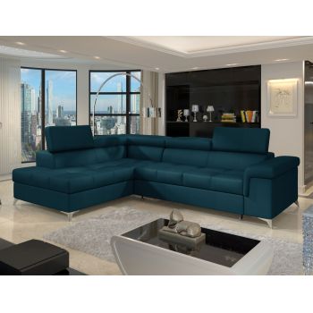 Coltar extensibil stanga 4 locuri ELTAP, ERI-38, Eridano, 275x202x88 cm, lemn/poliester, albastru