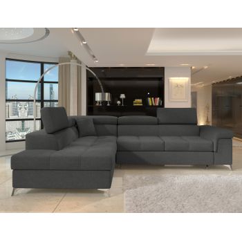 Coltar extensibil stanga 4 locuri ELTAP, ERI-41, Eridano, 275x202x88 cm, lemn/poliester, gri inchis