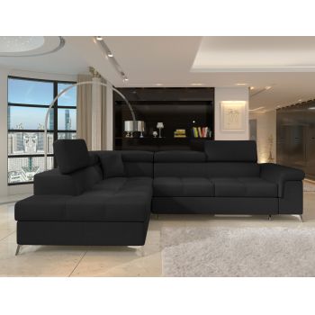 Coltar extensibil stanga 4 locuri ELTAP, ERI-42, Eridano, 275x202x88 cm, lemn/poliester, negru