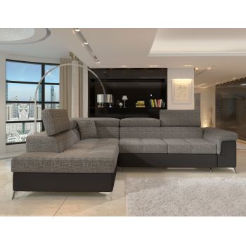 Coltar extensibil stanga 4 locuri ELTAP, ERI-43, Eridano, 275x202x88 cm, lemn/poliester, gri/negru