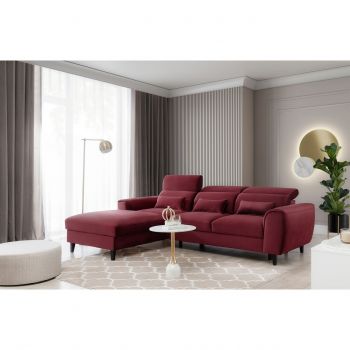 Coltar extensibil stanga 4 locuri ELTAP, Foble, 267x196x100 cm, lemn/poliester, rosu