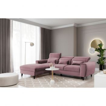 Coltar extensibil stanga 4 locuri ELTAP, Foble, 267x196x100 cm, lemn/poliester, roz inchis