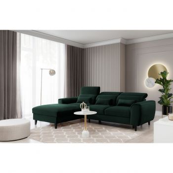 Coltar extensibil stanga 4 locuri ELTAP, Foble, 267x196x100 cm, lemn/poliester, verde inchis