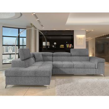 Coltar extensibil stanga 4 locuri ELTAP, LT-03TOU, Eridano, 275x202x88 cm, lemn/poliester, gri inchis