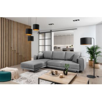Coltar extensibil stanga 4 locuri ELTAP, LT-04NU, Dalia, 289x190x95 cm, lemn/poliester, gri