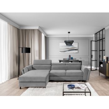 Coltar extensibil stanga 4 locuri ELTAP, Mari-03, Mariall, 288x200x92 cm, lemn/poliester, gri