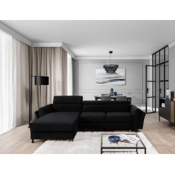Coltar extensibil stanga 4 locuri ELTAP, Mari-11, Mariall, 288x200x92 cm, lemn/poliester, negru