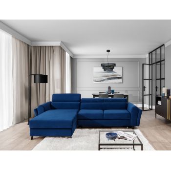 Coltar extensibil stanga 4 locuri ELTAP, Mari-71, Mariall, 288x200x92 cm, lemn/poliester, albastru