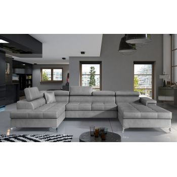 Coltar extensibil stanga 5 locuri ELTAP, Edr-16, Eduardo, 337x205x88 cm, lemn/poliester, gri