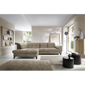 Coltar extensibil stanga 5 locuri ELTAP, LT-20AU, Inferne, 297x210x107 cm, lemn/poliester, bej inchis