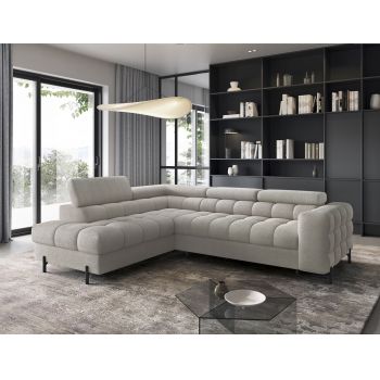 Coltar extensibil stanga 5 locuri ELTAP, LT-20ROY, Ferucce, 276x200x93 cm, lemn/poliester, bej deschis