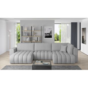 Coltar extensibil stanga 6 locuri ELTAP, LT-04BO, Bonito, 350x175x92 cm, lemn/poliester, gri deschis