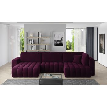 Coltar extensibil stanga 6 locuri ELTAP, LT-25VE, Bonito, 350x175x92 cm, lemn/poliester, violet inchis