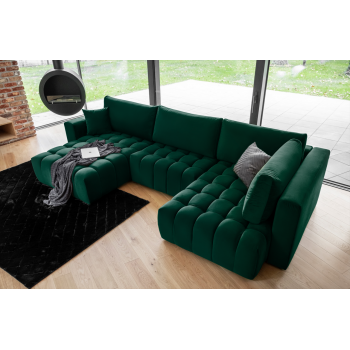 Coltar extensibil stanga 6 locuri ELTAP, LT-35LO, Bonito, 350x175x92 cm, lemn/poliester, verde inchis
