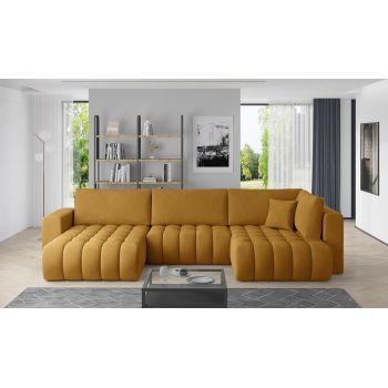 Coltar extensibil stanga 6 locuri ELTAP, LT-45NU, Bonito, 350x175x92 cm, lemn/poliester, mustar