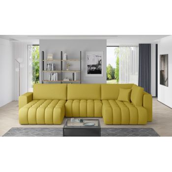 Coltar extensibil stanga 6 locuri ELTAP, LT-45SA, Bonito, 350x175x92 cm, lemn/poliester, galben